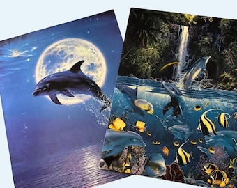 Christian Riese Lassen Dolphin Art Folder Lot – Set (2) – Vintage 90s Stationery