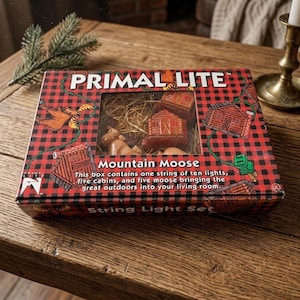 Primal Lite Mountain Moose Cabin String Light Set
