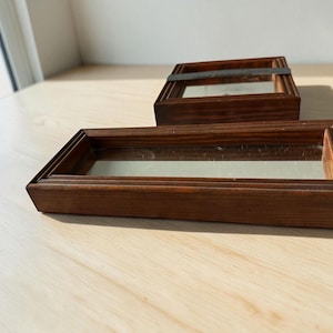 Rustic Wall Mirrors Set Of 2, Warm Wood Frames, Real Glass