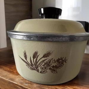 Vintage Corning Ware Range Craft Saucepan | Avocado Green Wheat Pattern Pot