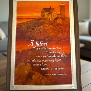 Father Quote Wall Plaque: Vintage Hallmark Lighthouse - Wood Decor