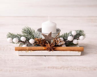Christmas Tealight Centrepiece | Resin Candle Holder | Festive Table Decor | Rustic Christmas Decoration | Handmade UK |