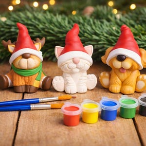 Kit para pintar tu propio animal navideño / Kit de manualidades de perro, gato y reno / Actividad DIY para niños / Kit de manualidades navideñas / Hecho a mano en el Reino Unido /