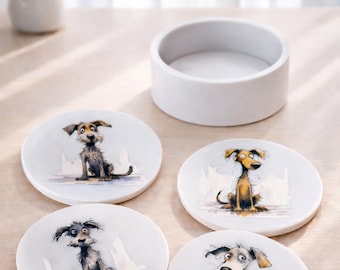 Animal Coaster Set | Novelty Coasters | Set of 4 Coasters with Holder | Animal Lover Gift | Home Decor | Handmade Gift