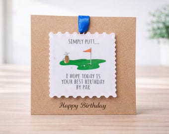 Funny Golf Birthday Card | Best Birthday by Par | Golf Pun Card | Golf Lover Gift | Dad Golf Gift | Card and Gift Set