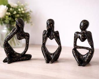 Thinker Statue Set | Modern Home Decor | Abstract Sculpture | Minimalist Ornament | Contemporary Decor | Handmade UK |