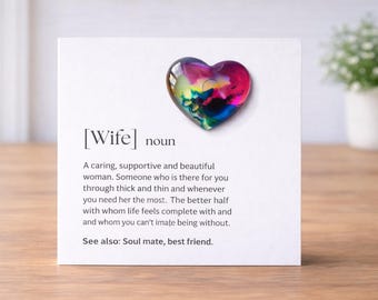 Wife Noun Card with Resin Heart | Personalised Wife Card | Romantic Gift for Wife | Handmade Birthday Card | Keepsake Card |