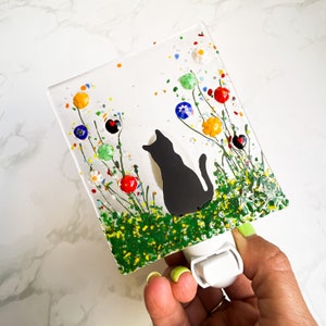 Cat Glass Night Light, Pet Nightlight, Cat Glass Art, Pet Memorial Gift
