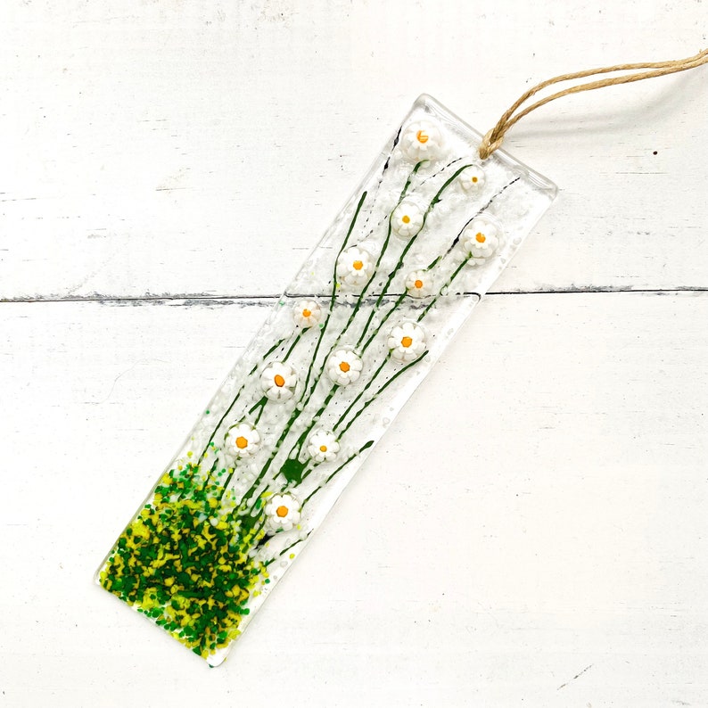 Skinny Daisies Floral Glass Suncatcher Flower Ornament Daisy Etsy
