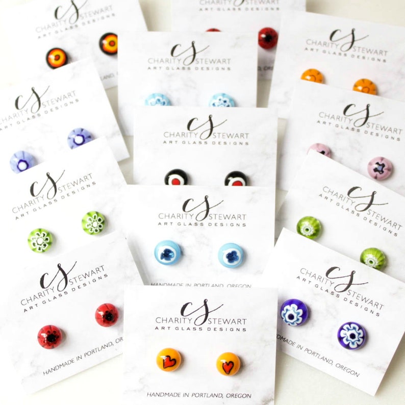 Black and White Daisy Studs Daisy Earrings Glass Studs Etsy