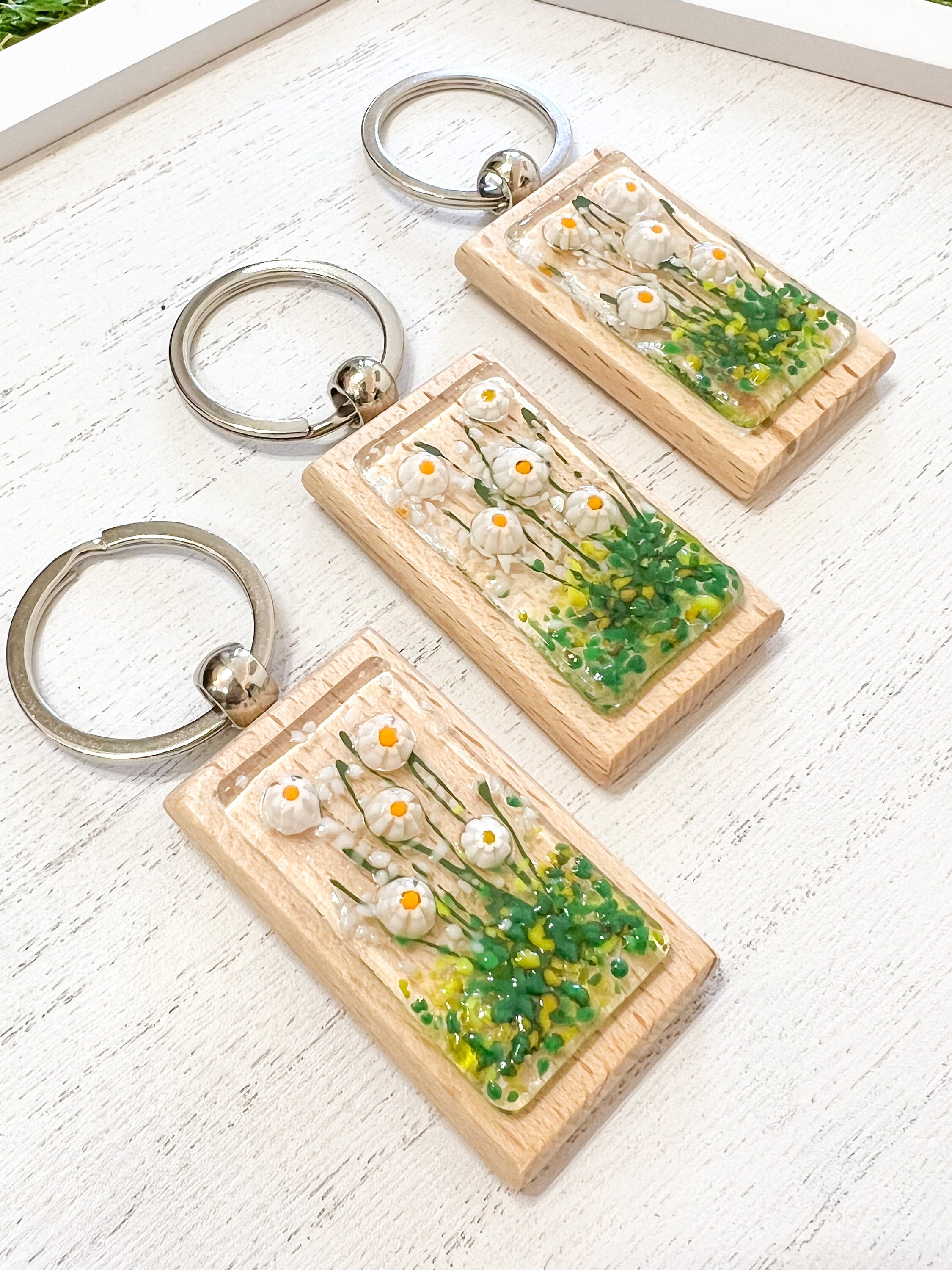 Fused Glass Floral Keychain - Etsy