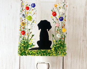 Dog Glass Night Light, Pet Nightlight, Dog Glass Art, Pet Memorial Gift