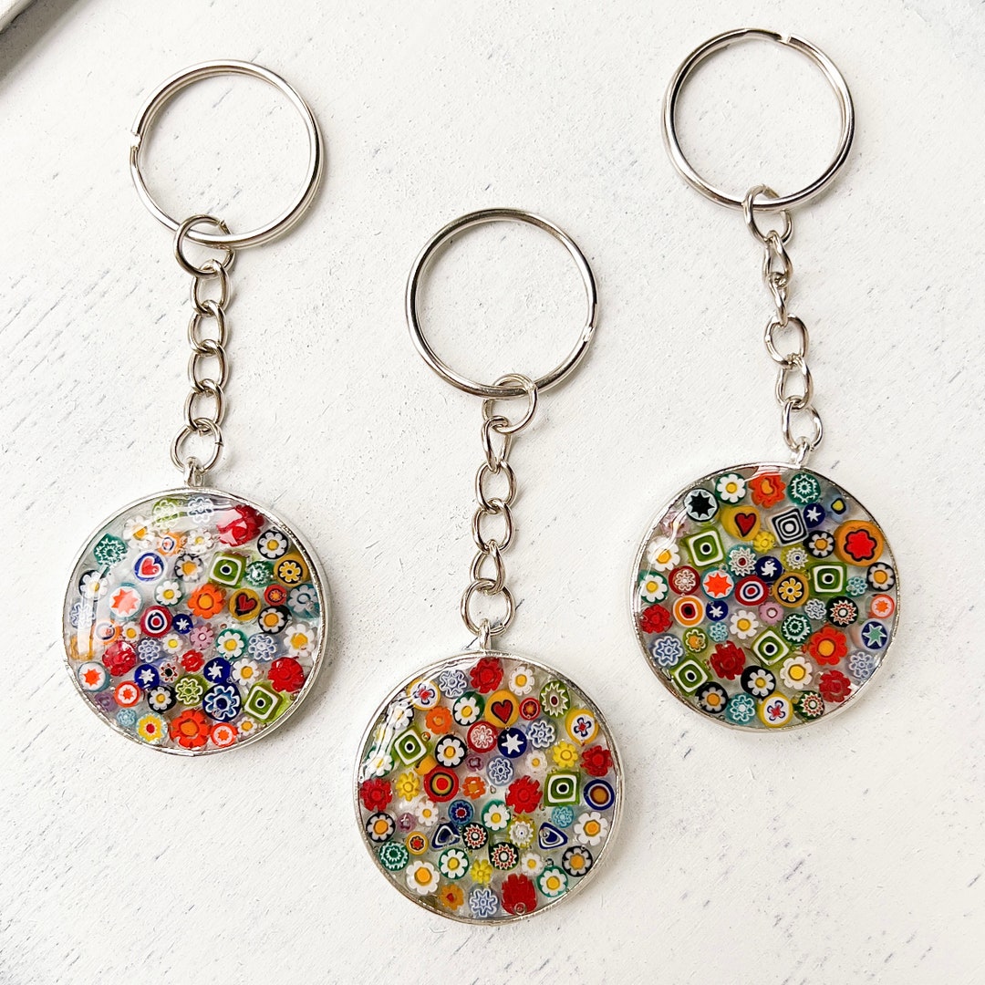 Murano Millefiori Glass Keychain Millefiori Keyring Etsy