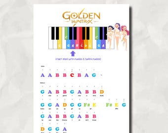 Golden – (OST Demon Hunters) – Easy Piano Sheet Music | Color Coded Letter Notes