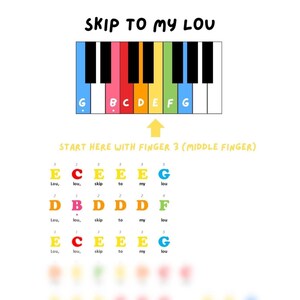 Skip To My Lou: Color Coded Piano Sheet Music (Digital Download)