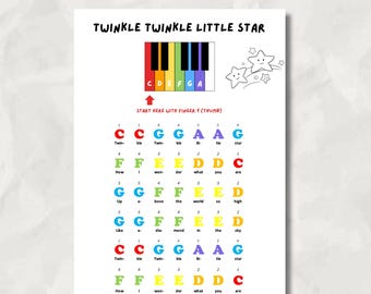 Twinkle Twinkle Little Star Sheet Music: Color Coded Piano (PDF Pattern)
