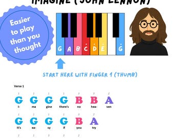 Imagine (John Lennon) Easy Piano Sheet Music: Color-Coded Beginner Song (PDF Download)