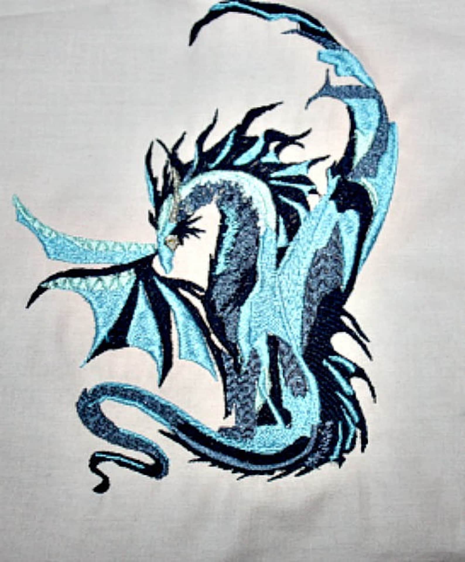 Dragon machine embroidery design 5x7 hoop Etsy