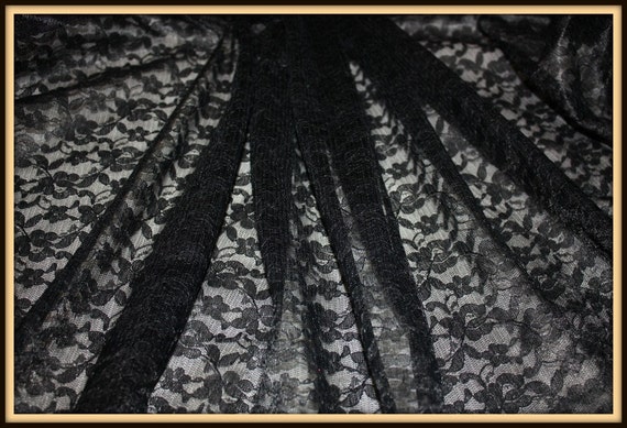 Items similar to Jet Black Designer Silky Italian Lace, 60 inches wide ...