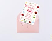 Love Bug 1st Birthday Invite | Ladybug Birthday Invite| Sweet Love Bug Editable Invite | Girl Birthday| Digital Download | Canva Template |