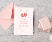 Berry Sweet Birthday Invite | Strawberry Invite | 1st Birthday Invite | Editable Birthday Invite | Digital Download | Canva Template |