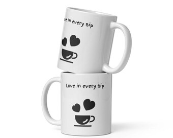 Valentine’s Day Gift Mug, White Glossy Mug , Heart