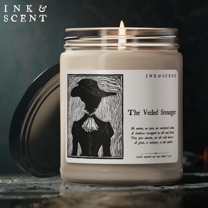 Mysterious Stranger Literary Candle, Dark Academia Candle, Gothic Bookish Gift,  Victorian Ghost Story Aesthetic, Haunting Decor for Readers