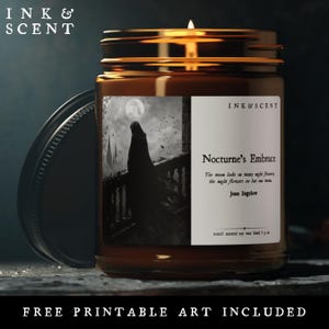 Dark Fantasy Bookish Literary Candle, Gothic Romance Gift, Dark Academia Aesthetic Witchy Home Decor Haunting Scented Candle Book Lover Gift