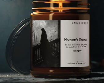 Dark Fantasy Bookish Literary Candle, Gothic Romance Gift, Dark Academia Aesthetic Witchy Home Decor Haunting Scented Candle Book Lover Gift