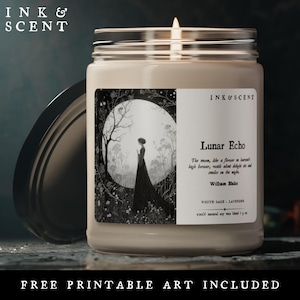 Gothic Moon Art Candle Dark Cottagecore Mystical Soy Wax Candle Witchy Decor Celestial Dark Academia Aesthetic Gothic Gift Candle for Friend