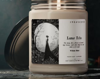 Gothic Moon Art Candle Dark Cottagecore Mystical Soy Wax Candle Witchy Decor Celestial Dark Academia Aesthetic Gothic Gift Candle for Friend