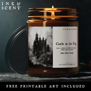 Bougie du château de Dracula pour les amoureux des vampires, bougie de soja gothique, bougie d&#39;Halloween sombre du milieu universitaire, cadeau pour les amoureux des livres, bougie littéraire effrayante livresque