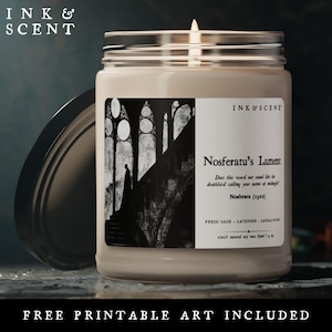 Vela del castillo de Nosferatu, estética de vampiros, Drácula, Academia oscura, decoración gótica oscura, vela de soja de terror, regalo espeluznante para amantes de los libros de Halloween