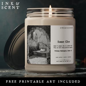 Shakespeare Inspired Romantic Literary Soy Candle Book Lover Gift, Gothic Dark Academia Valentine Scented Candle, Classic Literature Decor