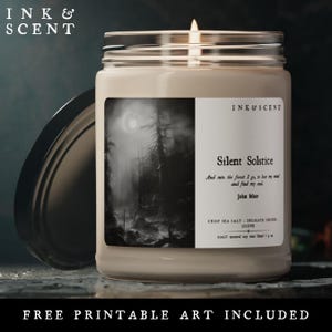 Gothic Winter Forest Candle Dark Woodland Cottagecore Holiday Decor, Sea Salt Orchid Scented Soy Candle, Victorian Holiday Xmas Candle Gift