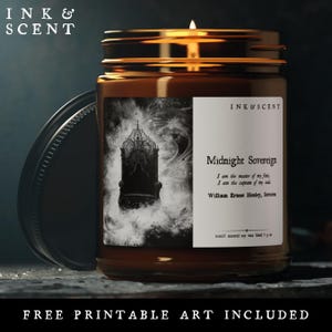 Dark Fantasy Candle Celestial Gothic Decor, Literary Mystic Gift for Book Lovers, Dark Academia Aesthetic, Soy Wax Scented Bookish Candle