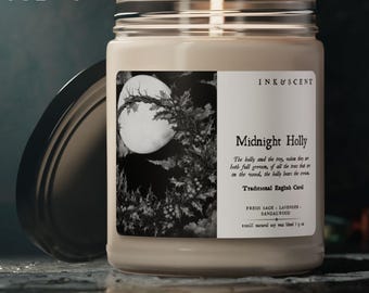 Świeca świąteczna Holly Candle w stylu gotyckim, dekoracja świąteczna Dark Cottagecore Holiday Victorian Christmas Cinnamon Vanilla Soy Candle Witchy Winter Gift