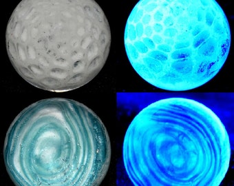 Glow in the Dark Honeycomb and Sparkle Spiral Marble - Handblown Glass