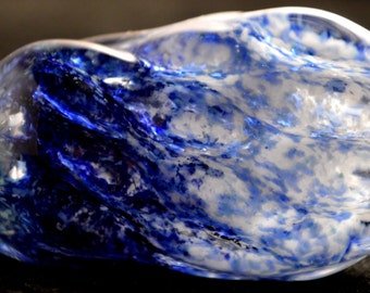 Exquisite Water and Ice Honeycomb Bead with Wave Texturing - Handblown Glass