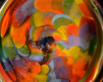 Glass Pendant with a Trippy Rainbow Pride Swirl Honeycomb - Unique Handblown