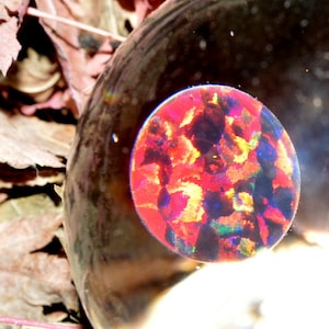 Opal Marble with Encased 10 mm Black Opal Disc - Handblown Glass