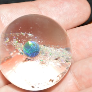 Exquisite Crushed Opal Planetoid Galaxy Marble - Handblown Glass