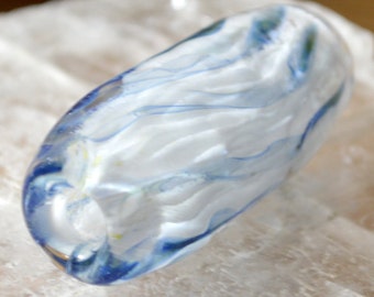 Exquisite Honeycombed Roots White and Sparkle Dread Bead - Handblown Glass