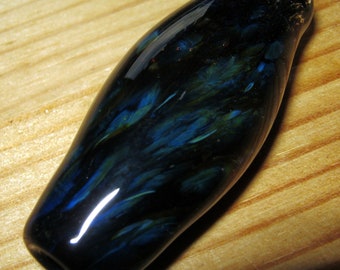 Exquisite Blue Moon and Black Honeycombed Dread Bead - Handblown Glass