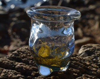 Cauldron in Blue Moon and Yellow - Handblown Glass