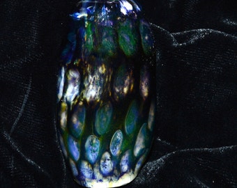 Exquisite Honeycombed White and Blue Moon Dread Bead - Handblown Glass