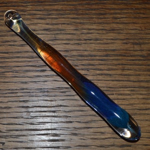 Glass Pendant or Ornament Drooped A. Purple Blue Moon and Sparkles Handblown image 4