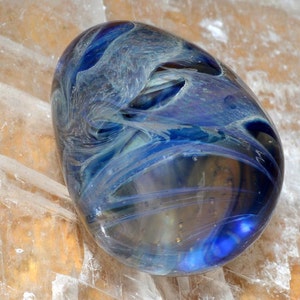 Swirled Purple and Blue Water Egg Sculpture - Handblown Glass