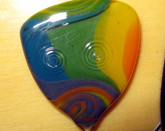 Guitar Pick Rainbow Swirl Hypnotizer - Handblown Glass