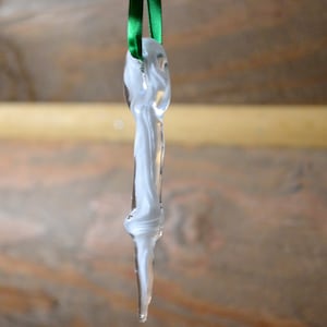 Handmade Icicle Christmas Ornament - Handblown Glass